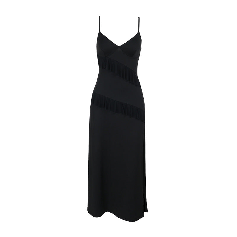 Lune London high slit ruffle midi dress for women