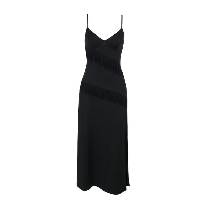Lune London high slit ruffle midi dress for women