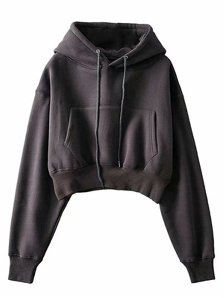 Ladies sweat-crop hoodie with kangaroo pocket Lune London