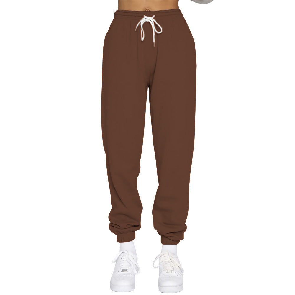 Sporty high-waisted jogger pants for women with drawstring Lune London