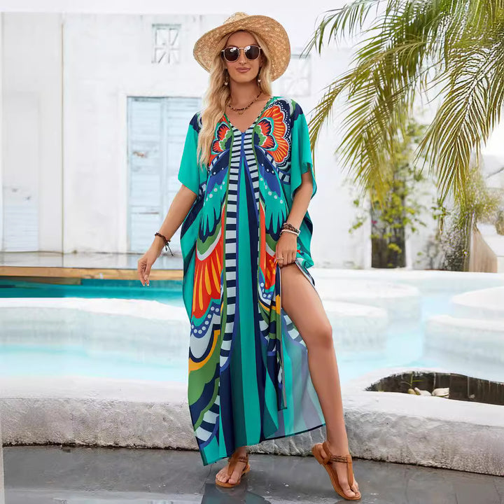 Women Vibrant Chic Printed Maxi Kaftan
