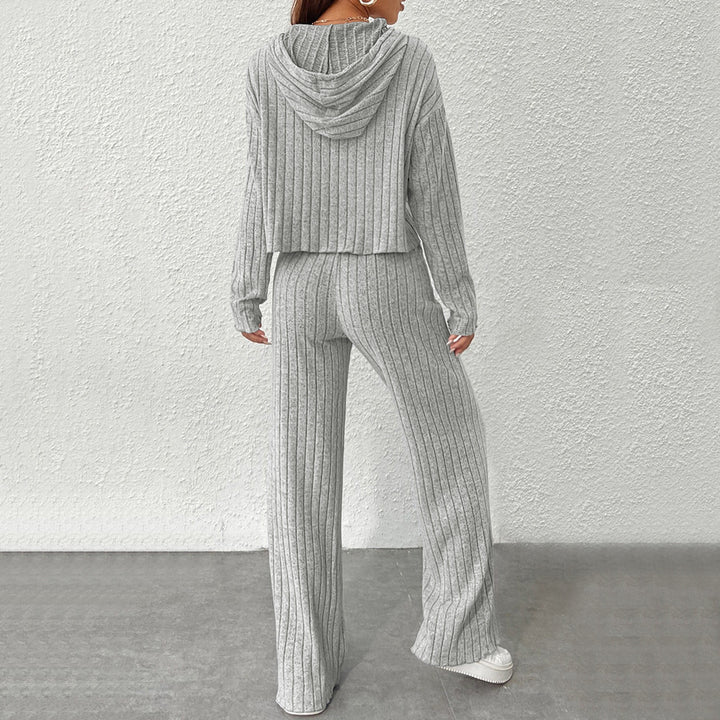 Ensemble tricot décontracté pour femmes avec hoodie casual et jambes larges Chic & Stil