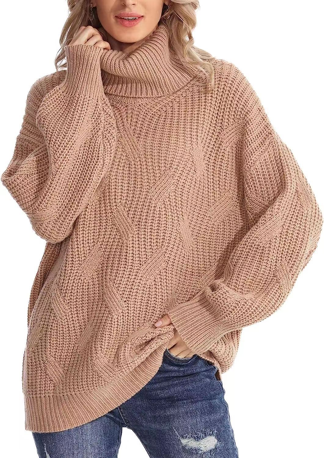 Oversized knitted sweater for women with high neck Lune London