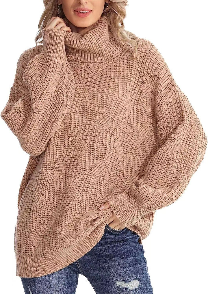 Oversized knitted sweater for women with high neck Lune London