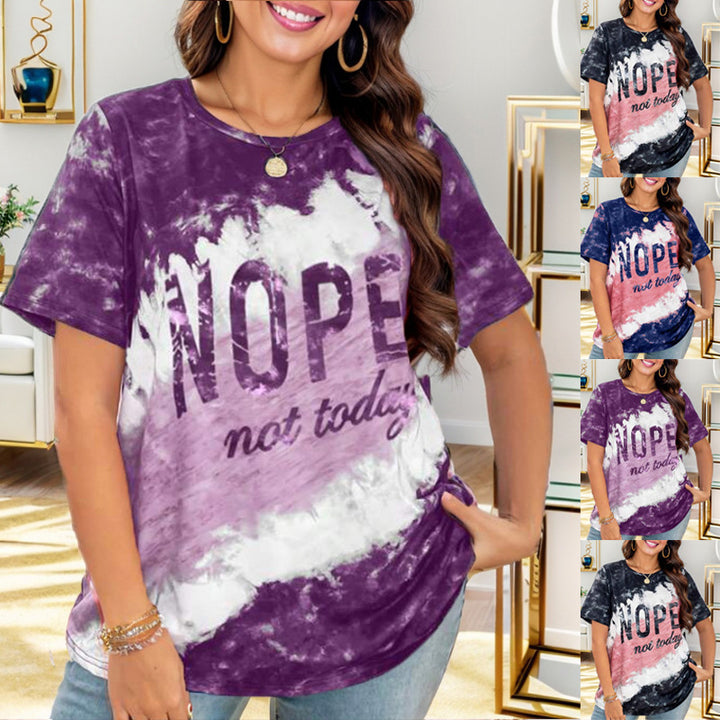 Casual women's T-shirt with a creative batik pattern and catchy lettering Lune London