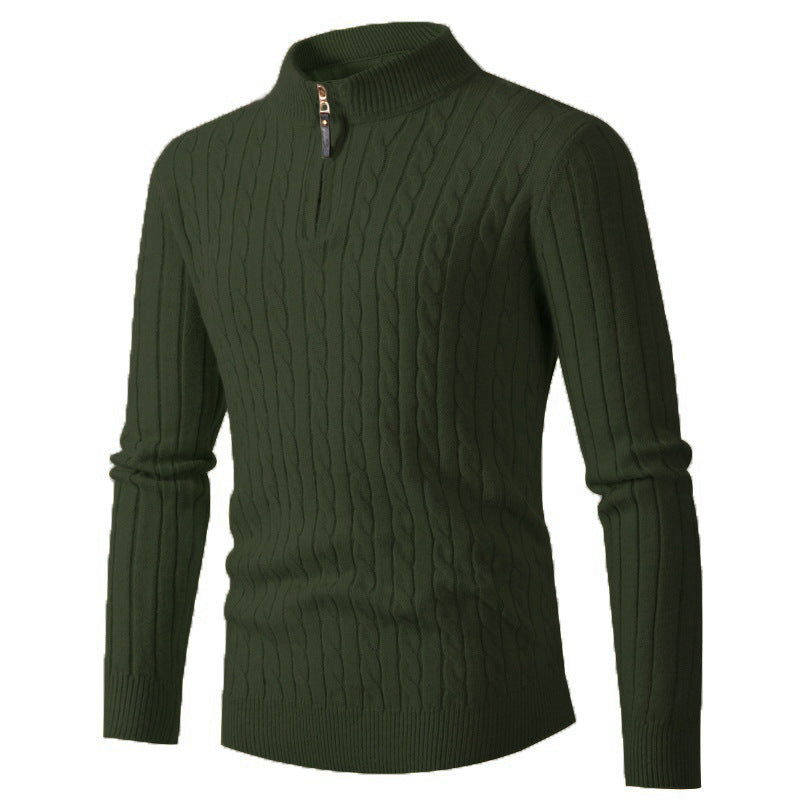 Men's Elegant Turtleneck Sweater with Modern Zip Closure and Ribbed Structure Lune London