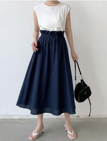 Elegant sleeveless maxi dress for women with adjustable waist tie Lune London