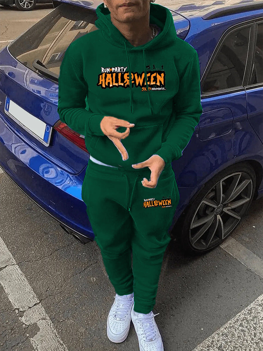 Halloween print women's jogger set with chic and stylish hoodie