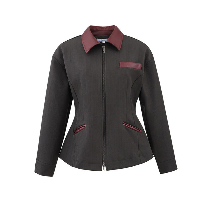 Ladies fashionable transition jacket with high collar and practical flap pockets Lune London