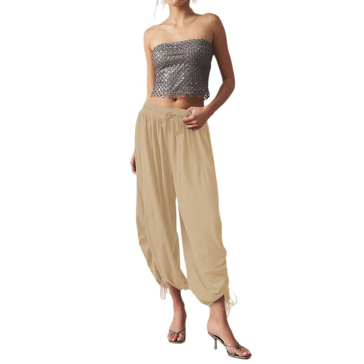 Casual harem pants for women with elastic waistband and drawstring Lune London