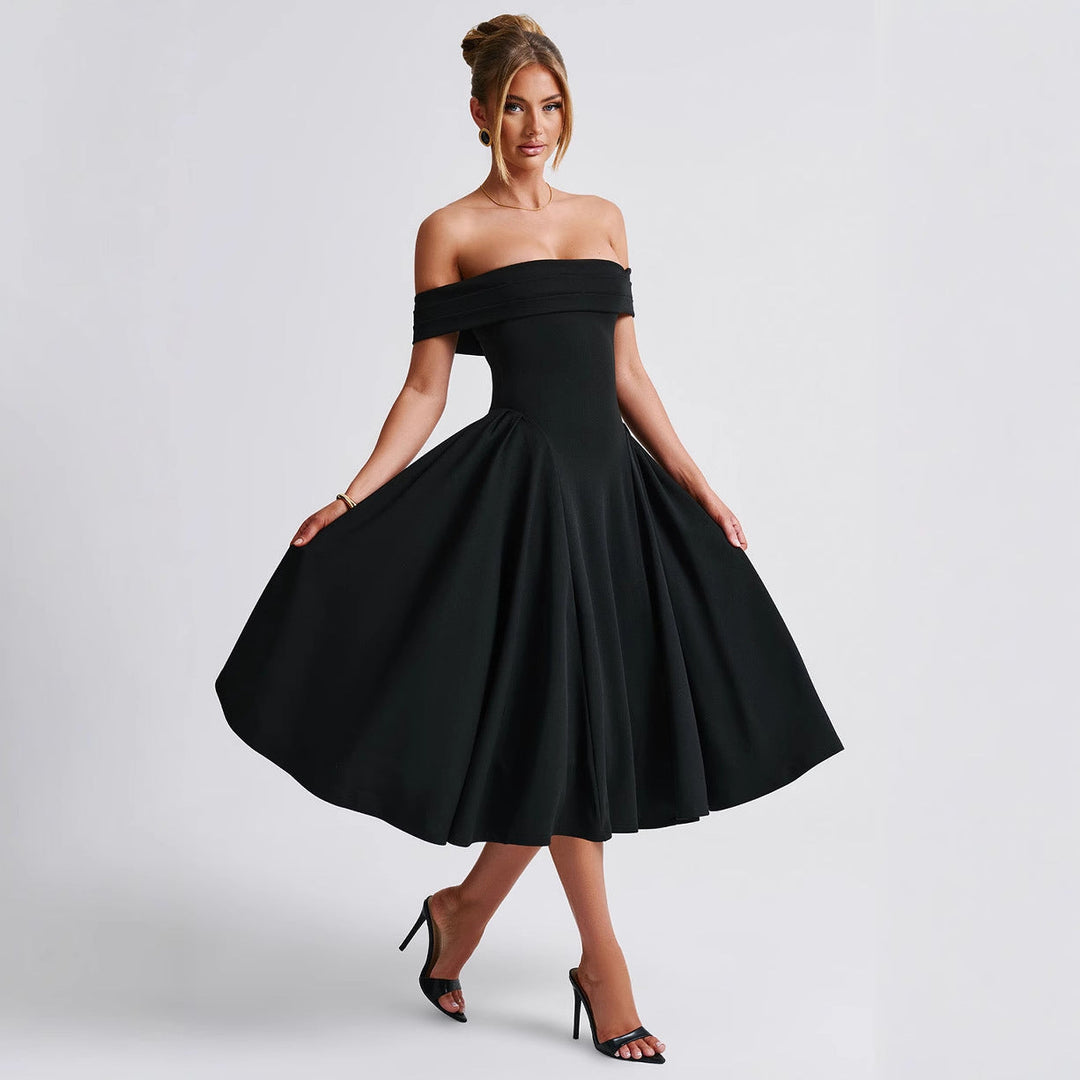 Women's Elegant Evening Dress with Strapless Design and Voluminous Skirt Lune London