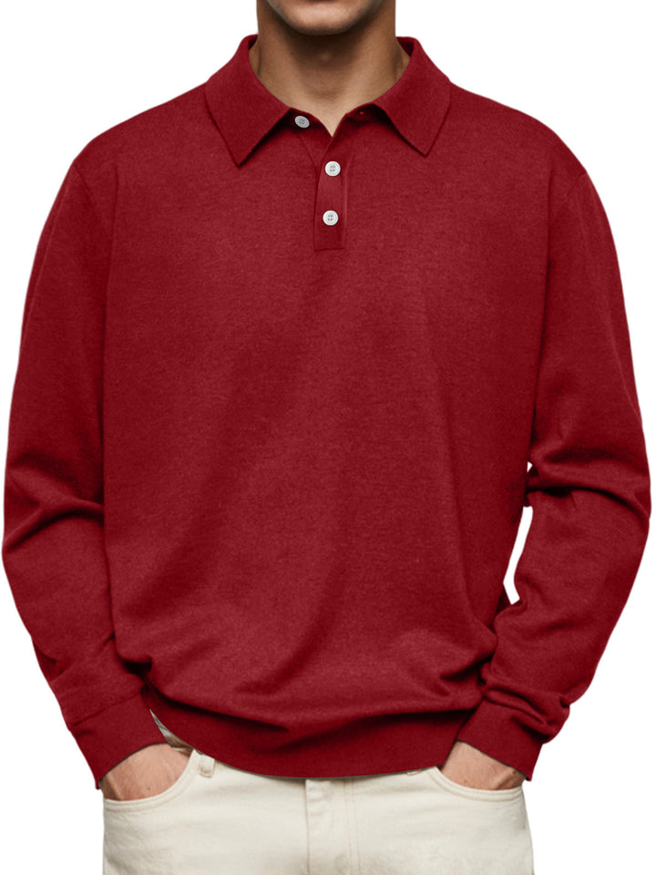 Men's long sleeve polo in soft cotton blend Lune London