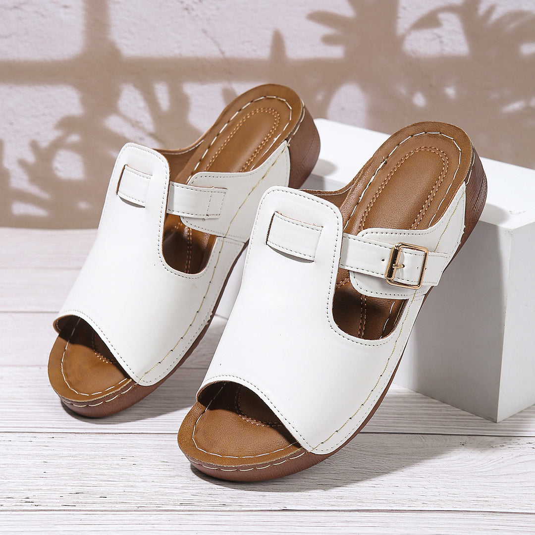 Ladies Open Adjustable Slip-On Sandals Lune London