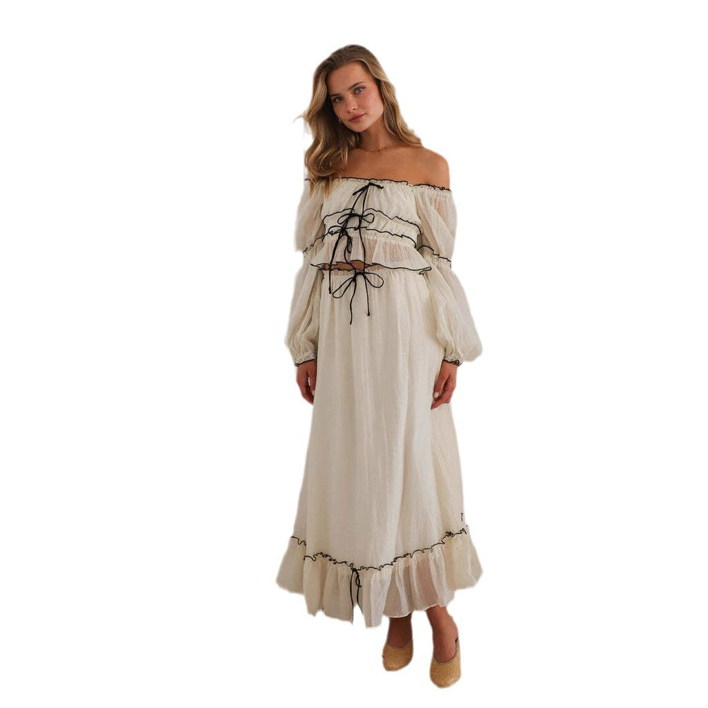 Top court aérien pour femmes avec volants et ceinture à nouer Chic & Stil