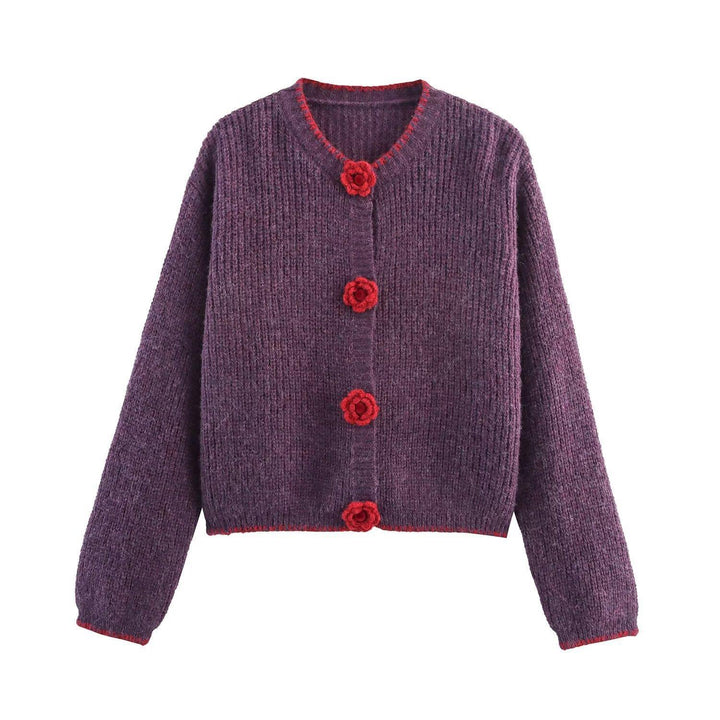 Ladies cardigan with floral appliqués Lune London
