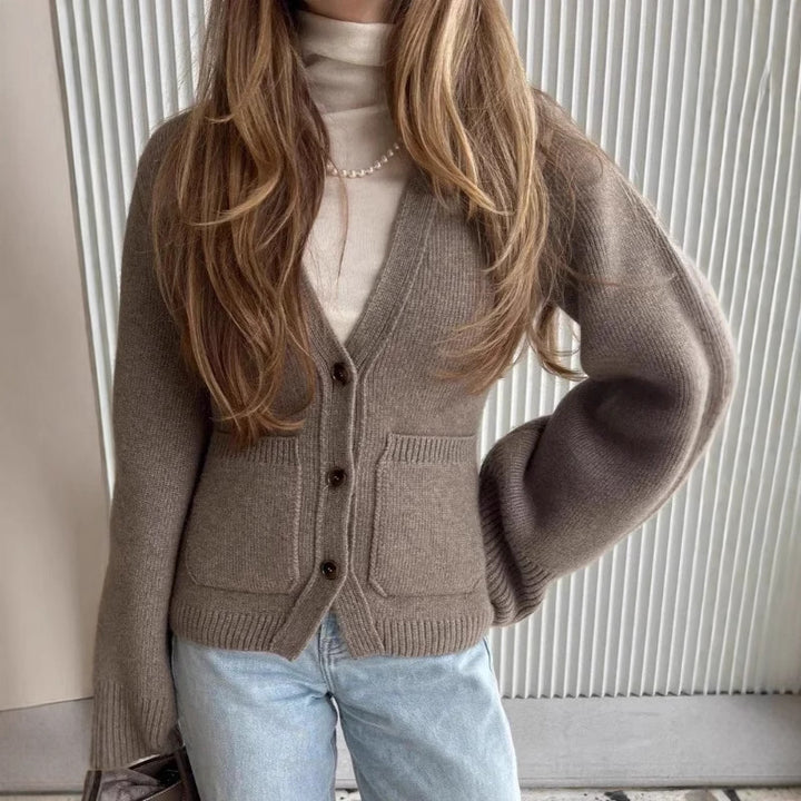 Knit jacket for women with voluminous sleeves and practical pockets Lune London