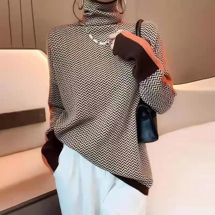 Women High Quality Rhinestone Sweater with Zigzag Pattern Lune London