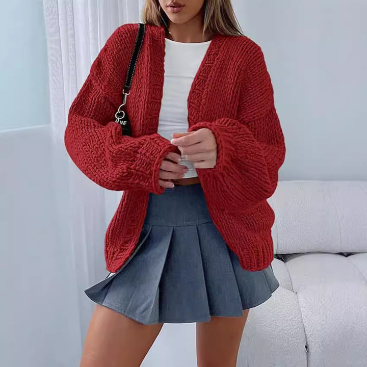 Knit jacket for women with voluminous sleeves and an open front closure Lune London