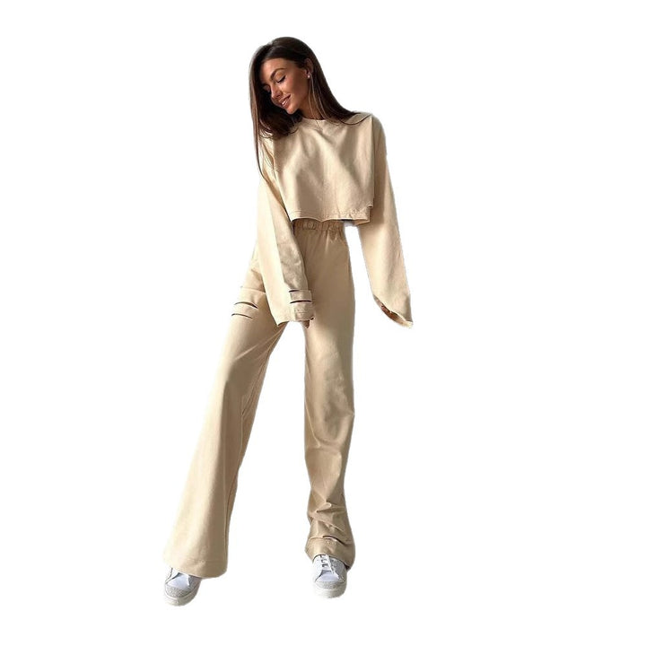 Women casual cropped top and wide leisure pants Lune London