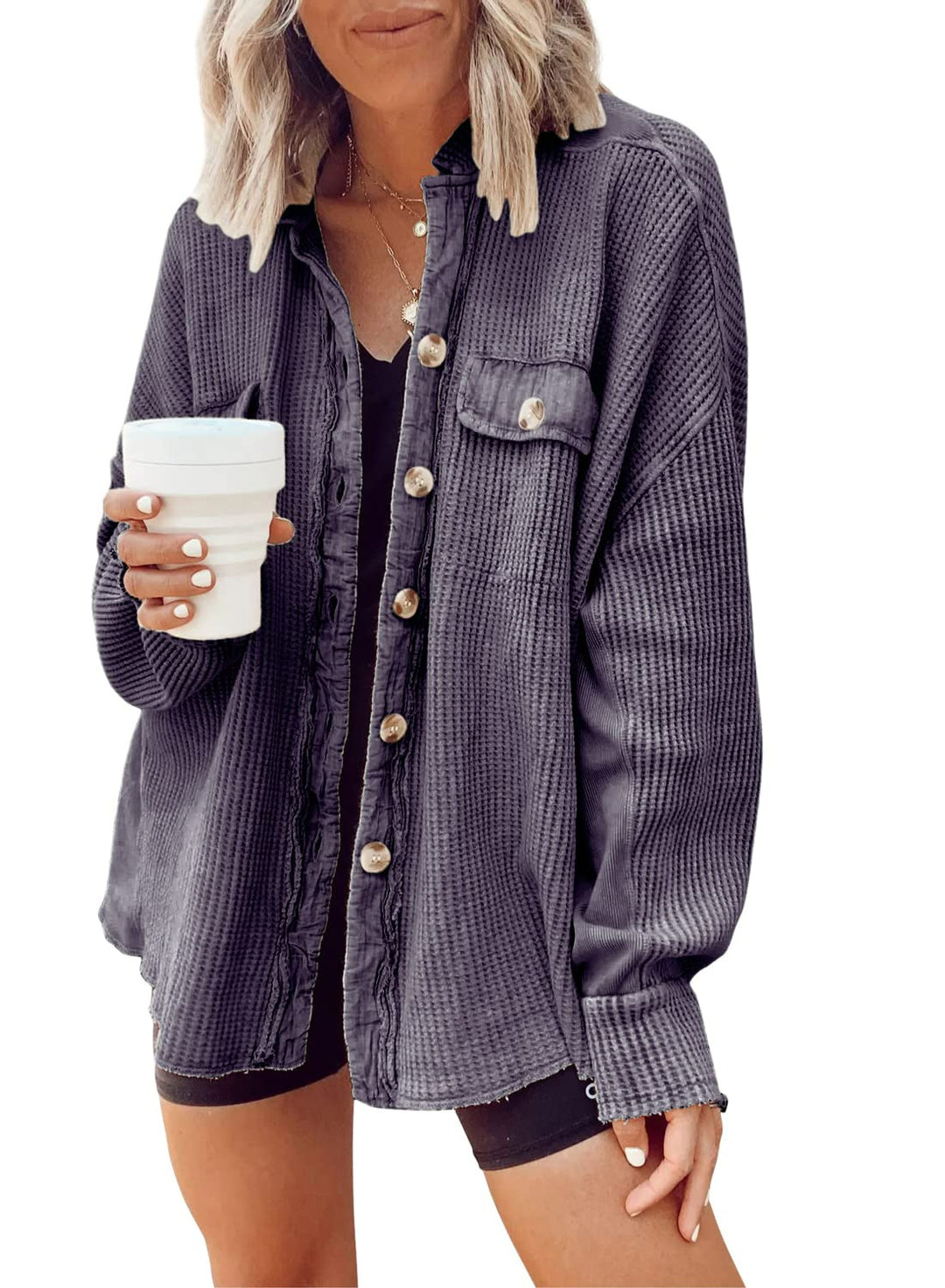 Casual cotton jacket for women with a buttoned front and practical pockets Lune London