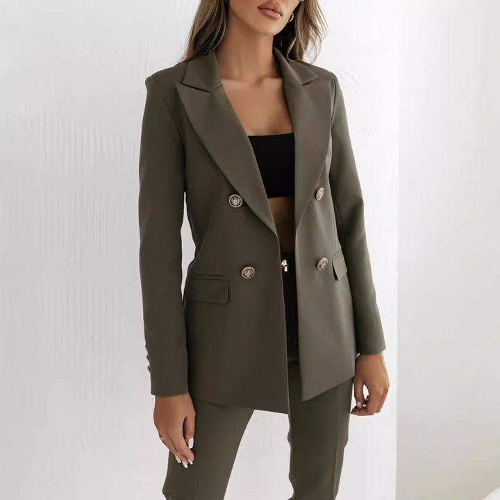 Veste élégante pour femmes à double boutonnage avec boutons dorés Lune London