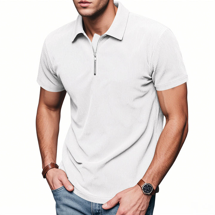 Men's short sleeve sports polo with zipper Lune London