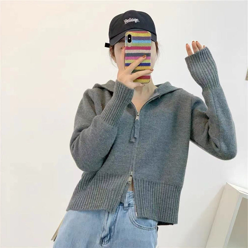 Cardigan pour femmes avec capuche moderne et fermeture éclair Chic & Stil