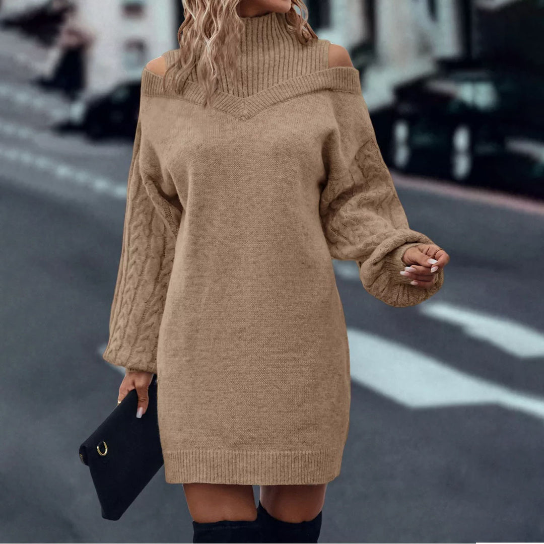 Robe en tricot pour femmes avec look décolleté et design en cable à la mode Chic & Stil