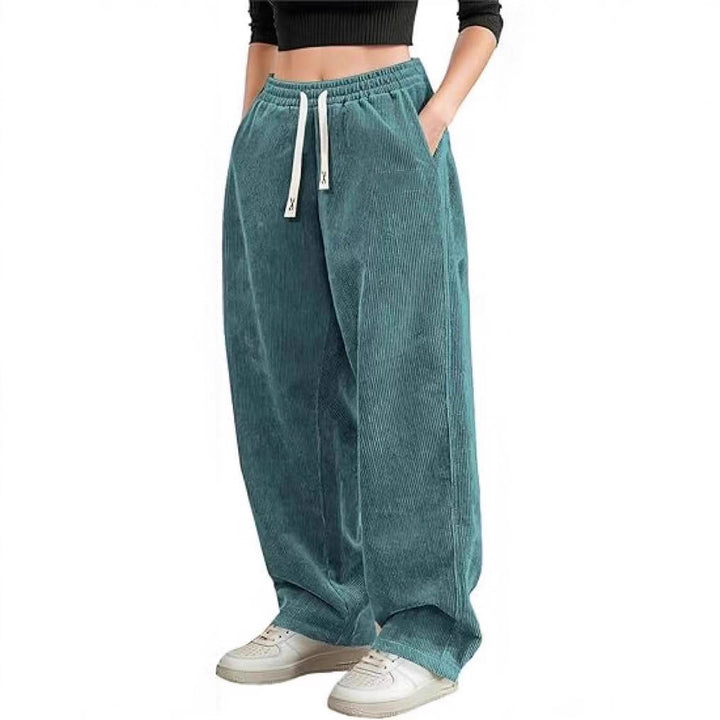 Pantalon large en corduroy pour femmes avec taille élastique Chic & Stil