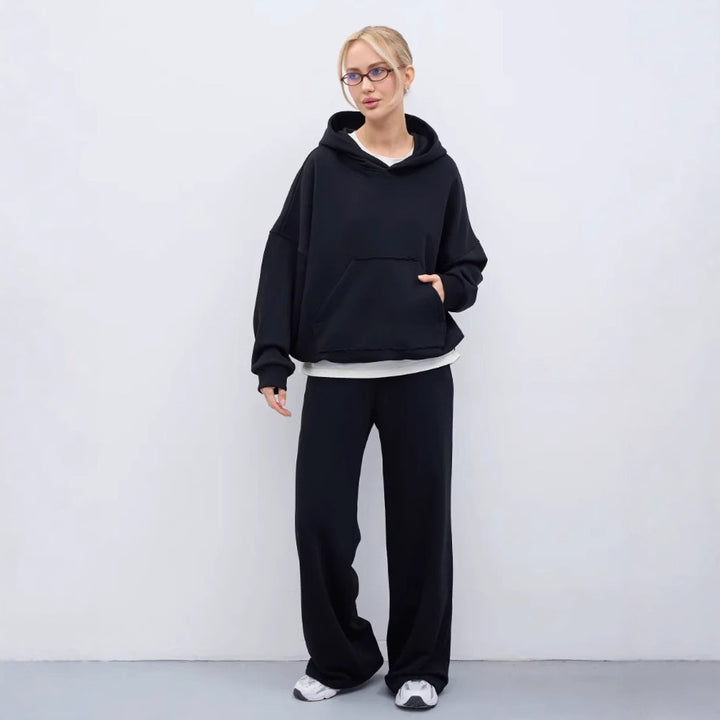 Oversized hoodie and chic and stylish puff pants