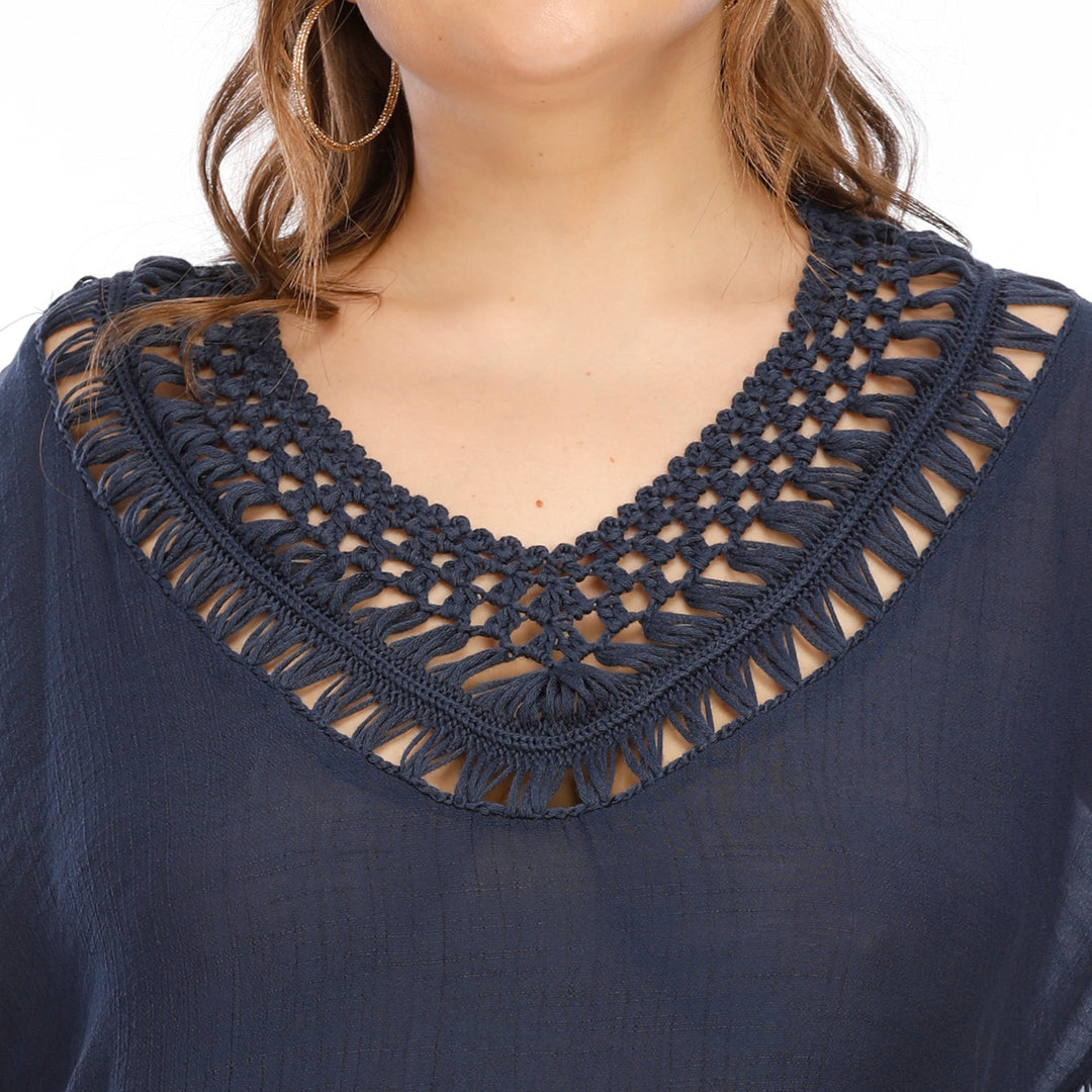 Women Boho Crochet Detail Chic Pareo Style