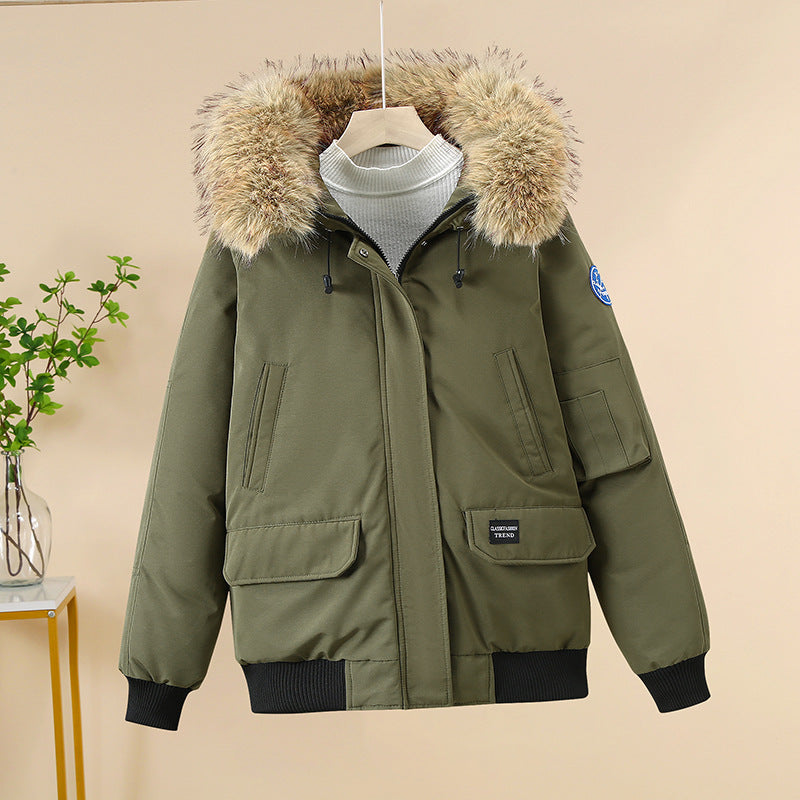 Women winter coat with removable faux fur collar and large pockets Lune London