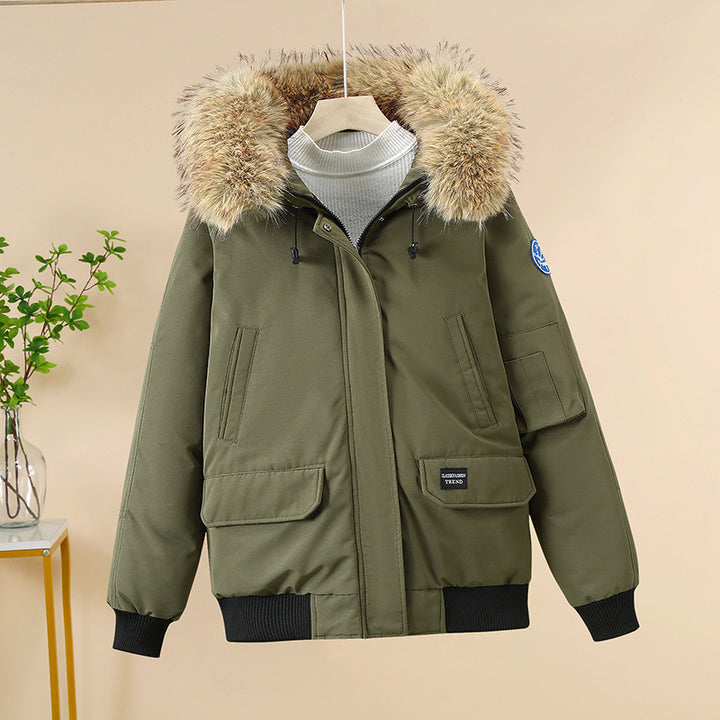 Women winter coat with removable faux fur collar and large pockets Lune London