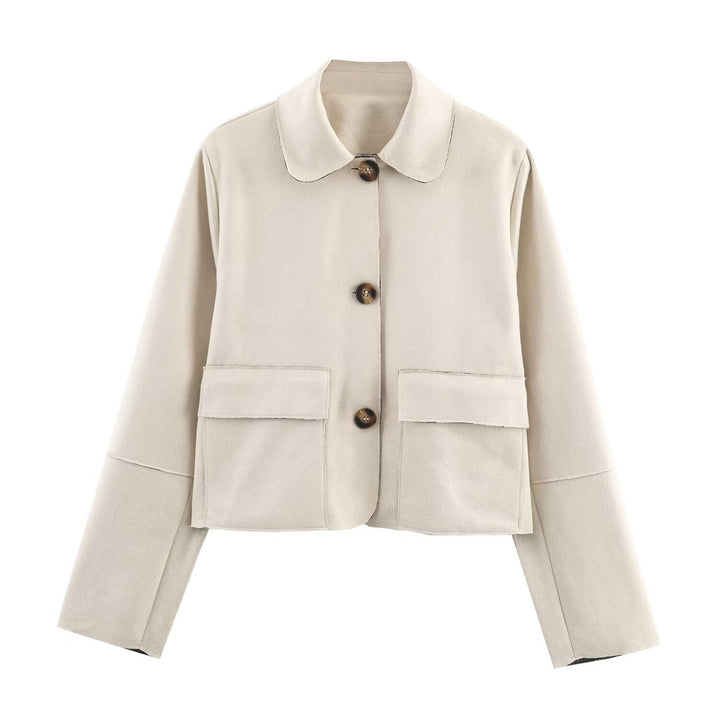Trendy short jacket for women with practical pockets and discreet collar Lune London