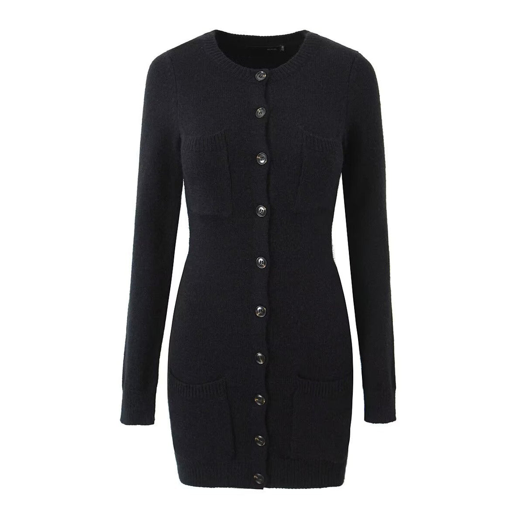 Knit jacket for women with button front closure and practical pockets Lune London