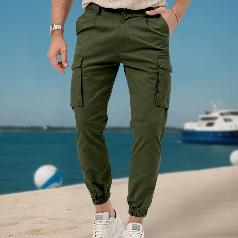 Comfortable cargo jogging pants for men with an elastic waistband and convenient pockets Lune London