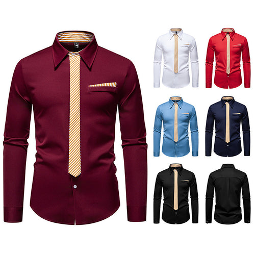 Men's long-sleeve shirt with an innovative collar design and a practical chest pocket Lune London