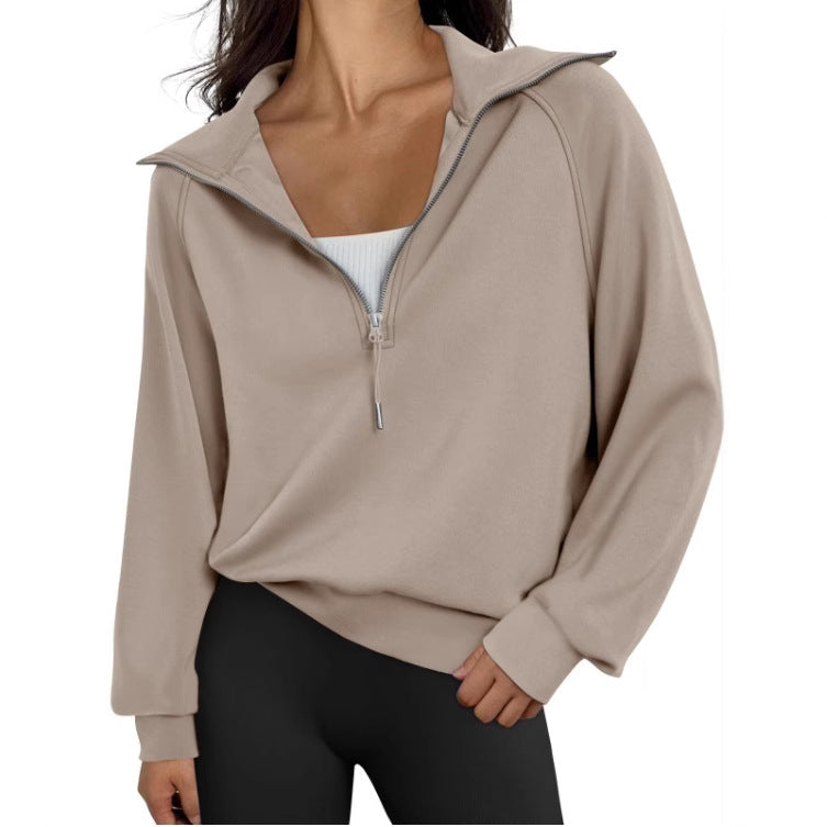 Casual pullover for women with high collar and zip Lune London