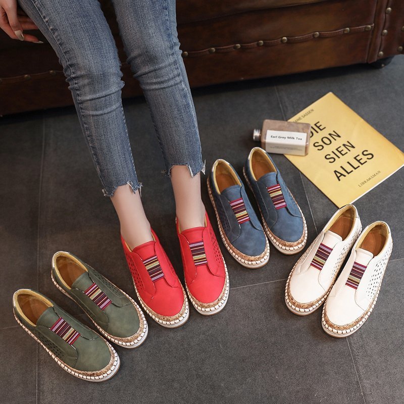 Breathable slip-on sneakers for women with elastic band and trendy cork design Lune London