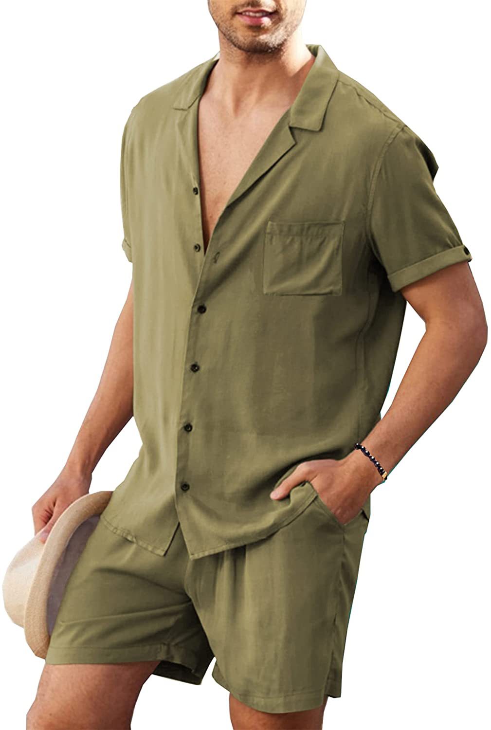Men Casual Short Sleeve Shirt and Chic Shorts