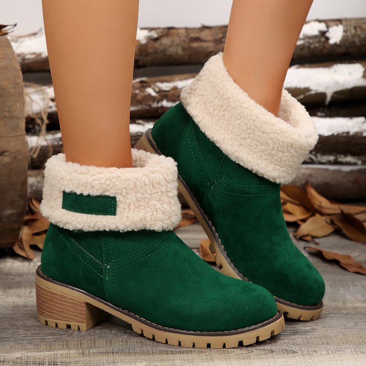 Women's warm booties with lamb fur collar Lune London