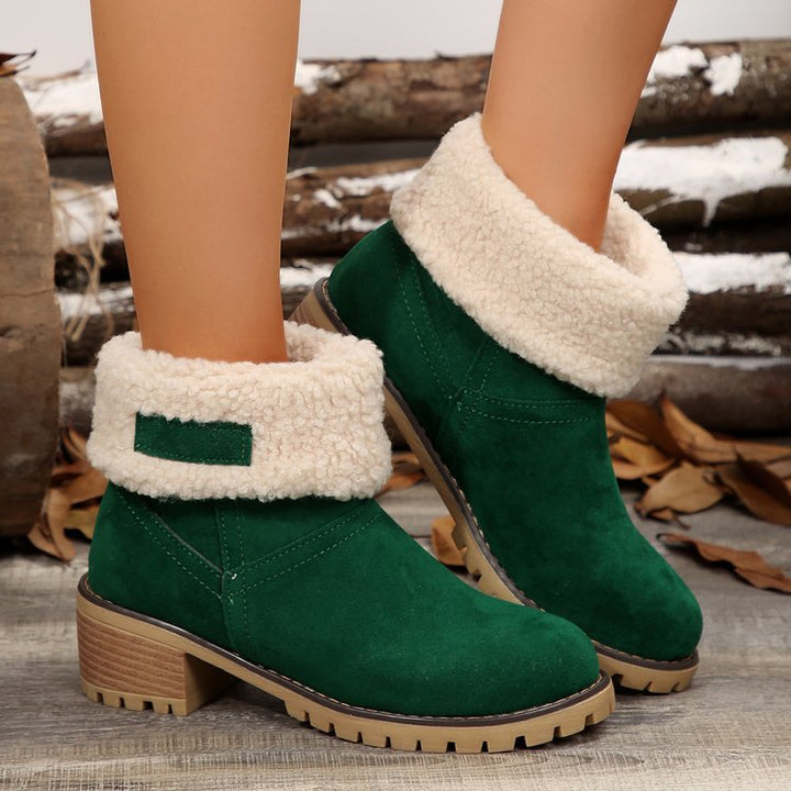 Women's warm booties with lamb fur collar Lune London