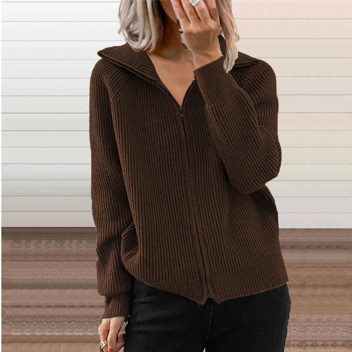 Knitted jacket for women with zipper and hood Lune London