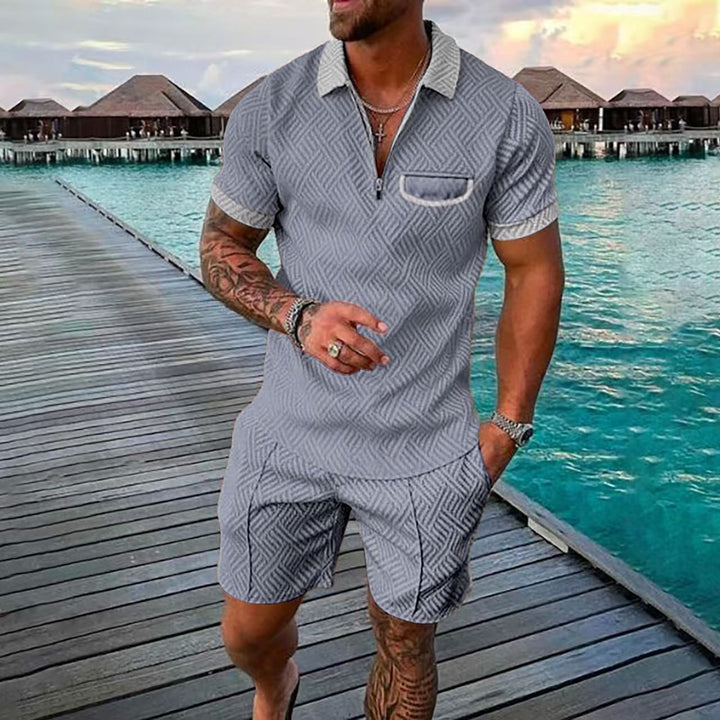 Short sleeve polo set with pattern for men and shorts Lune London