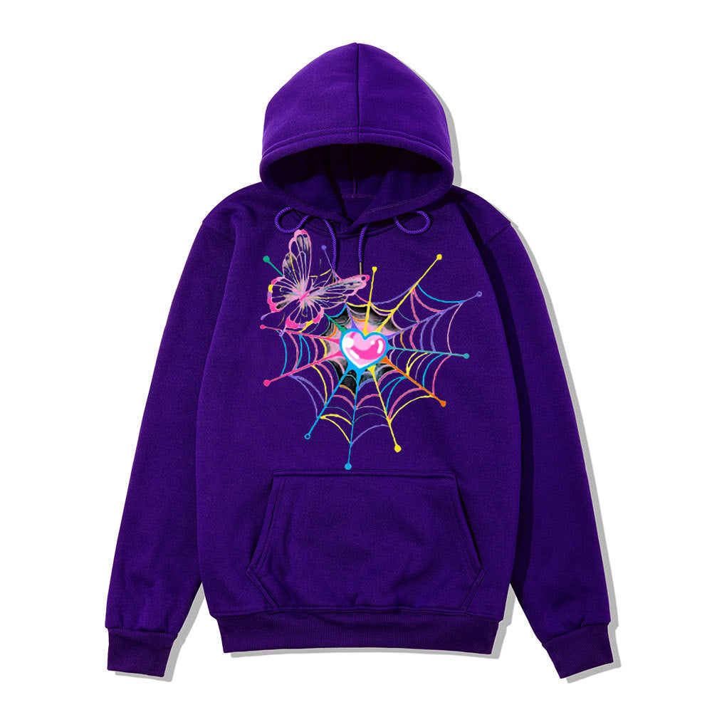 Women's hoodie sweatshirt with creative butterfly and spider web design Chic & Stil