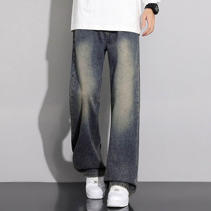 Men's wide denim jeans with a modern worn look Lune London