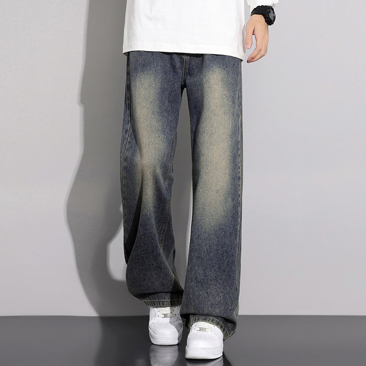 Men's wide denim jeans with a modern worn look Lune London