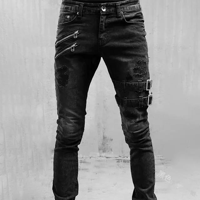 Men's jeans with stylish zipper and frayed details Lune London