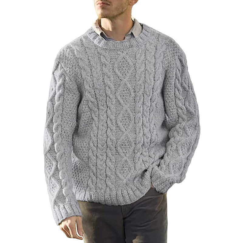 Men's Chunky Knit Sweater with Classic Cable Pattern Lune London