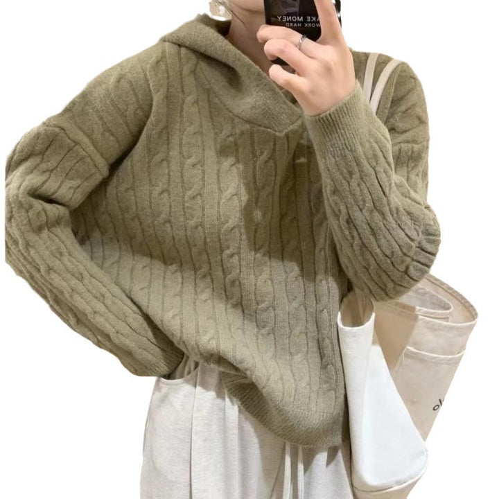 Sweat à capuche en tricot épais pour femmes avec motif en câble Chic & Stil